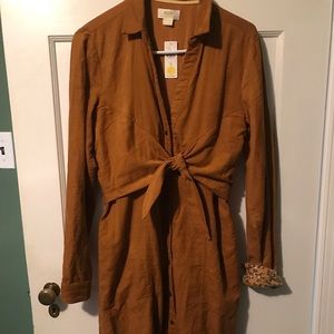 Maeve Anthropologie Winchester Corduroy Shirt Dress (Mustard)